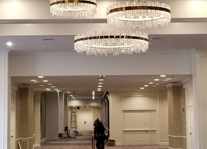 Fairmont - Ballroom Remodel — Remodel of ballroom chandeliers Fairmont - Ballroom Remodel — Remodel of ballroom chandeliers
