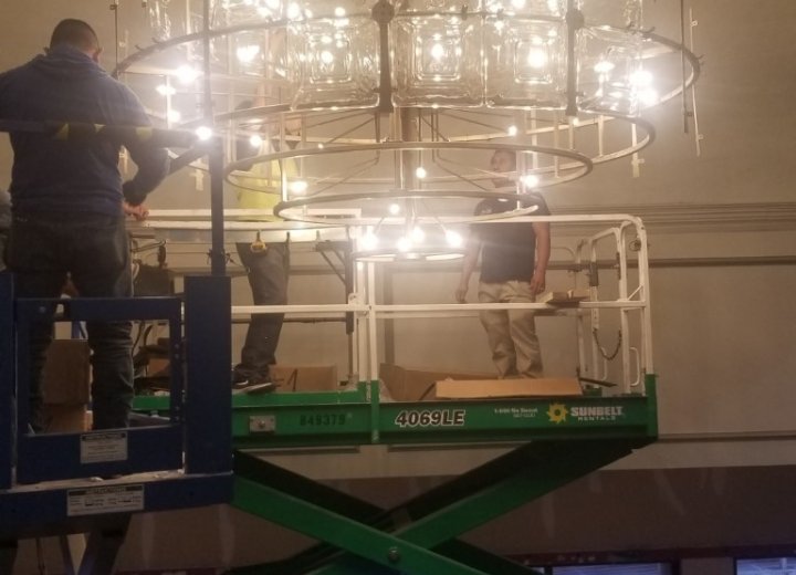 Fairmont - Ballroom Remodel — Remodel of ballroom chandeliers Fairmont - Ballroom Remodel — Remodel of ballroom chandeliers