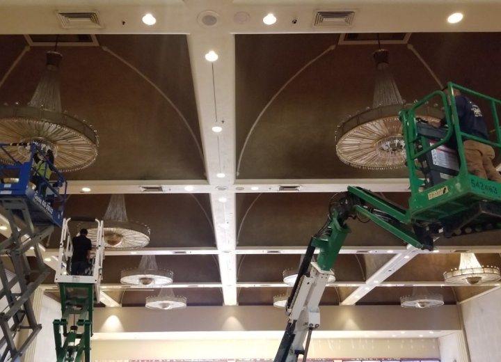 Fairmont - Ballroom Remodel — Remodel of ballroom chandeliers Fairmont - Ballroom Remodel — Remodel of ballroom chandeliers